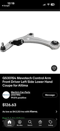 Nissan Altima control arm right and left