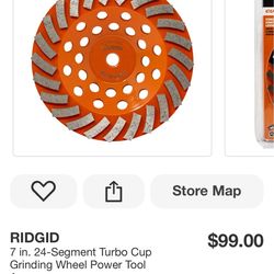 RIDGID 7 in. 24-Segment Turbo Cup Grinding Wheel Power Tool Accessory