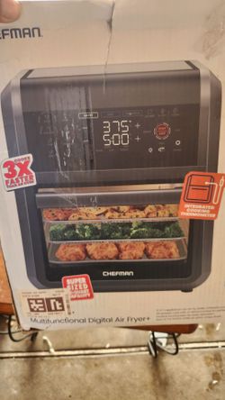 Chefman 12 Qt. Air Fryer 5 Functions w/ Integrated Smart Thermometer, 28 Presets, Black