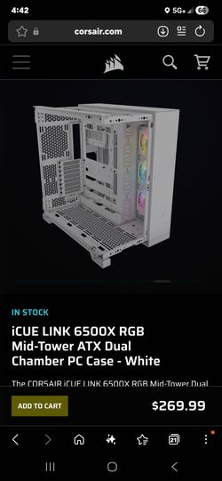 CUE LINK 6500X RGB
Mid-Tower ATX Dual
Chamber PC Case - White