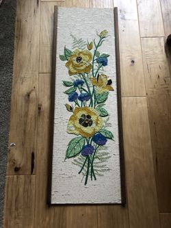 Mid century modern mcm vintage Pebble gravel art flowers 🌺