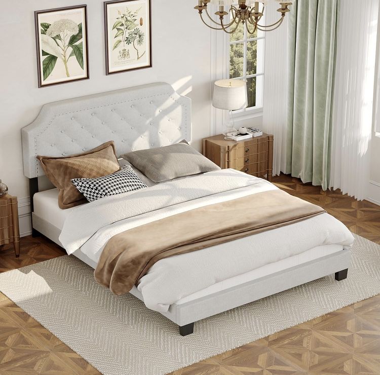 Queen size bed frame with headboard new In Irvine