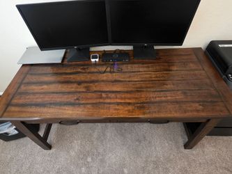 Baldridge Home Office Wood Desk 60", Rustic Brown in Excellent Condition