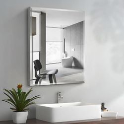 24 in. W x 30 in. H Rectangular Aluminum Recessed/Surface Mount Medicine Cabinet with Mirror, Silver