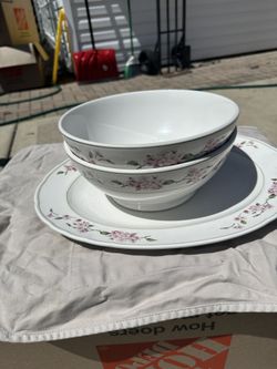 Set Of 3 Large Serving Bowls And Platter