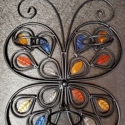 Solid Metal Butterfly - Wall Candle Holder