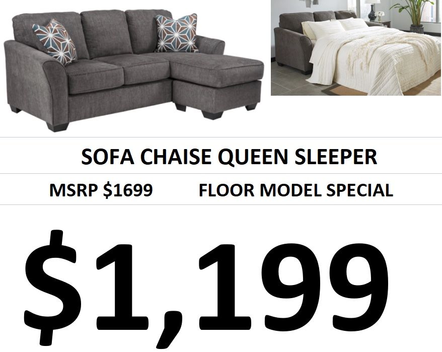 Reversible Sofa Chaise Queen Sleeper With Memory Foam Mattress