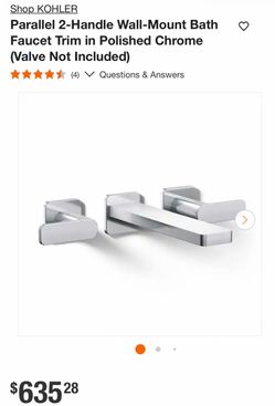Shop KOHLER Parallel 2-Handle Wall-Mount Bath Faucet Trim in Polished Chrome (Valve Not Included)