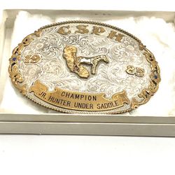 Vintage 1985 Western Sterling Overlay Buckle