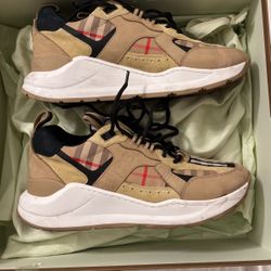 Burberry Check Leather and Suede Sneaker Size 41