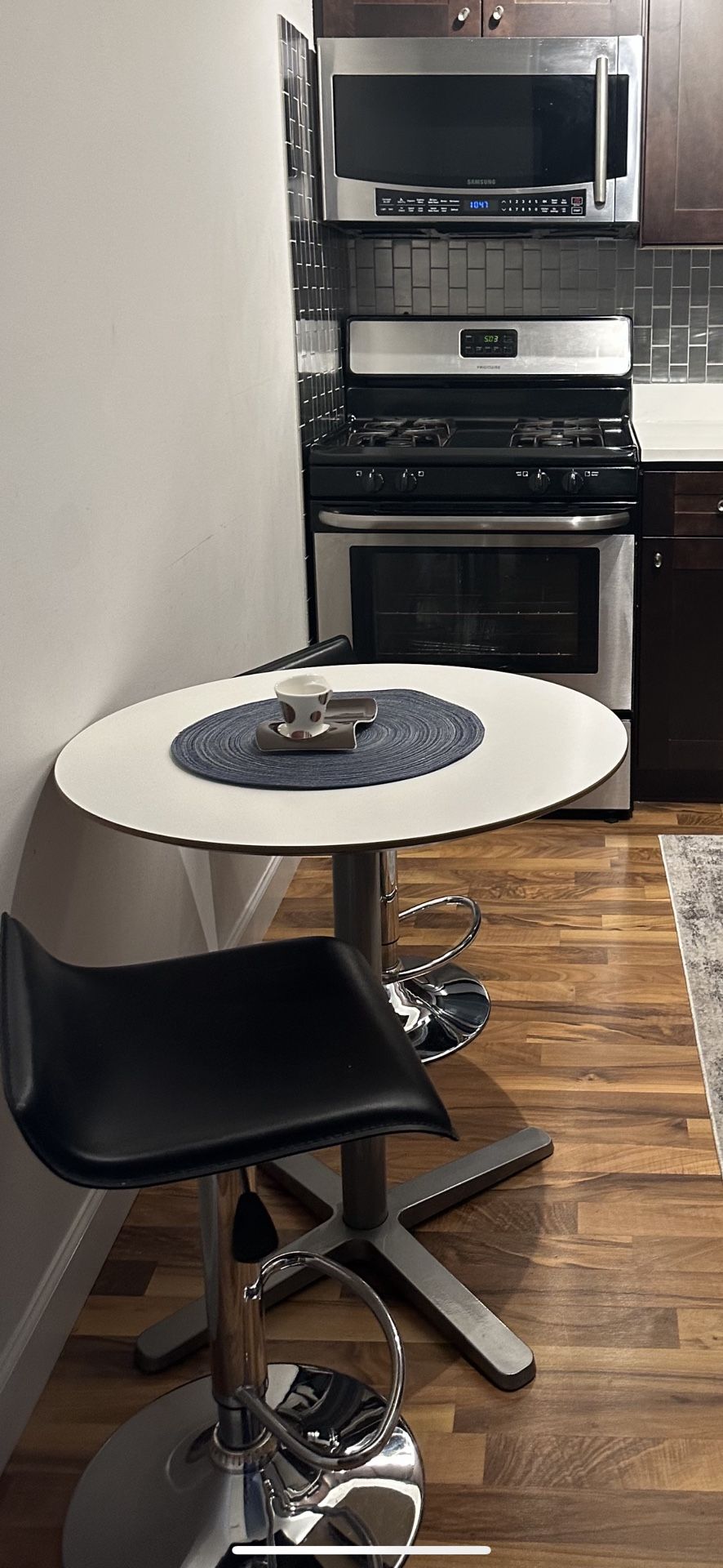 (2) Black Bar Barstools Chairs Kitchen Small Table