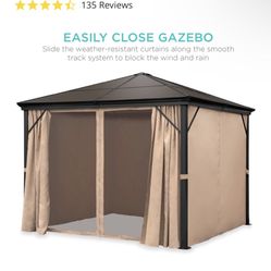 Best Choice Outdoor Hardtop Gazebo w/ Aluminum Frame, Side Curtains, Netting - 10x10ft