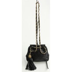 Chanel Vintage Diamond CC Tassel Waist Bag Quilted Lambskin Small