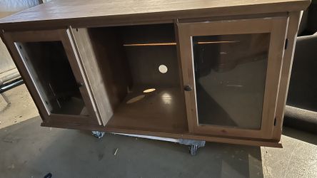 Tv Stand IKEA Makor Wood With Glass Doors