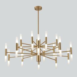 KCO Lighting Brushed Brass 40-Lights LED Sputnik Chandelier Mid Century Modern Chandelier Gold Round Pendant Light Vintage Industrial Flush Mount Ceil