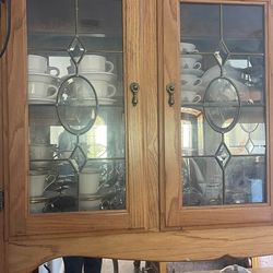 Waterford crystal and chine and Glass Antique sets Cabinet