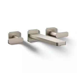 KOHLER Parallel 2 Handle Wall Mounted Faucet with Drain in Vibrant Brushed Nickel