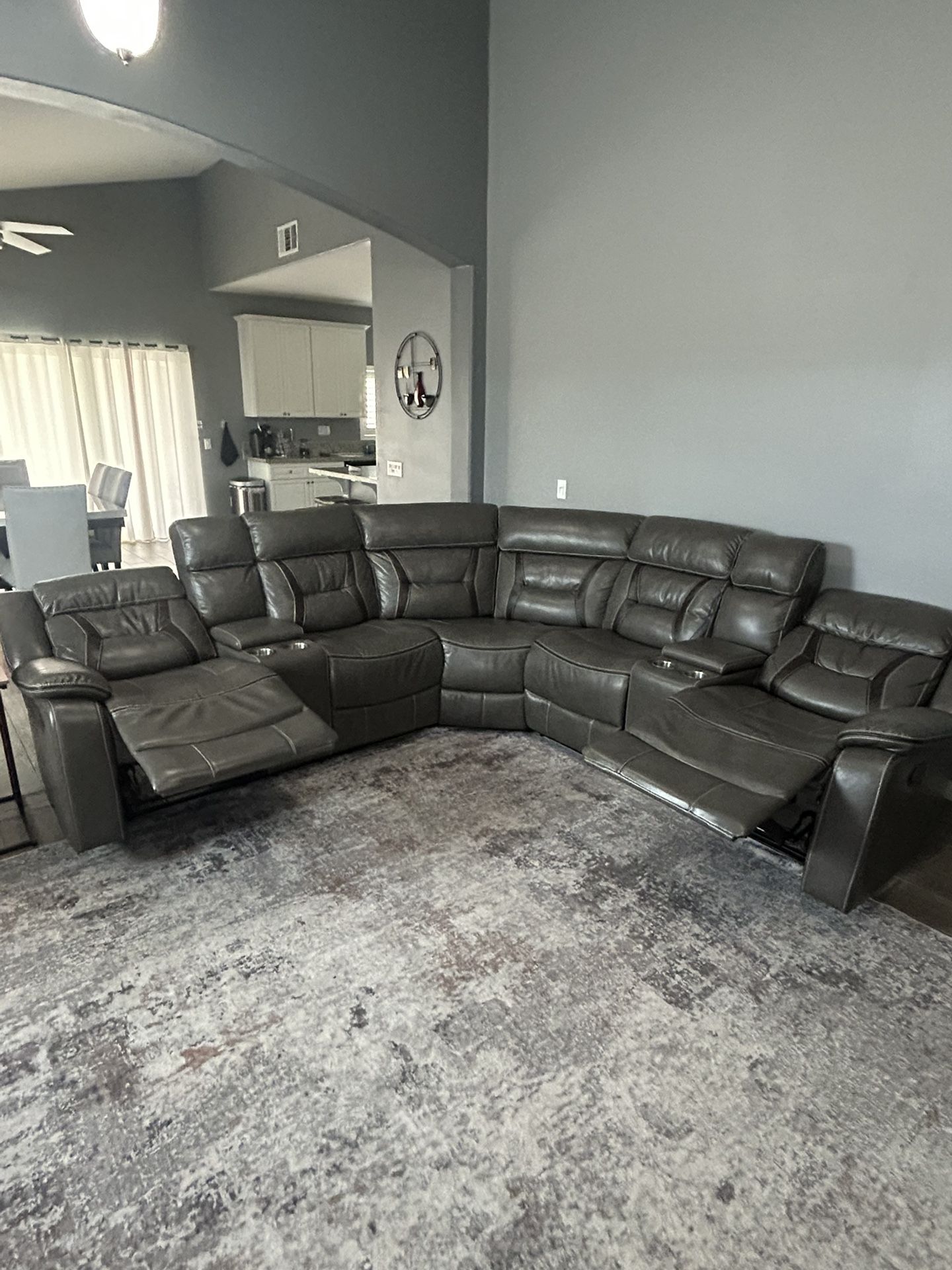 Gray Leather Sectional Couch