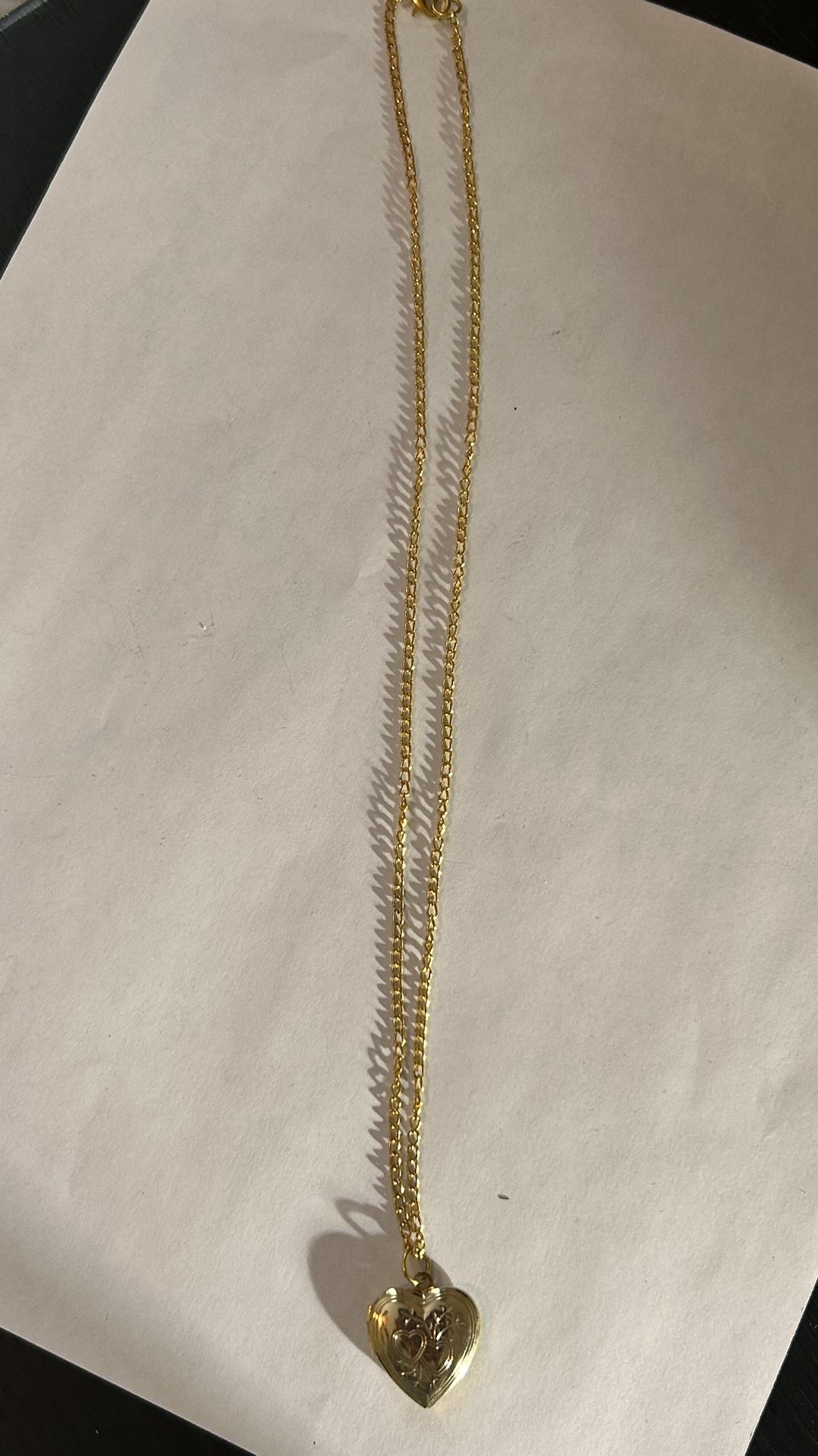 Gold Color Heart Locket And Chain