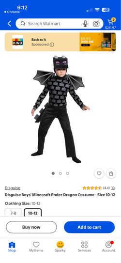 Disguise Boys' Minecraft Ender Dragon Costume Size 10-12