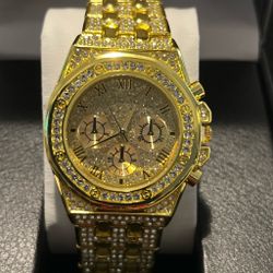 Gold plated blinged out watch