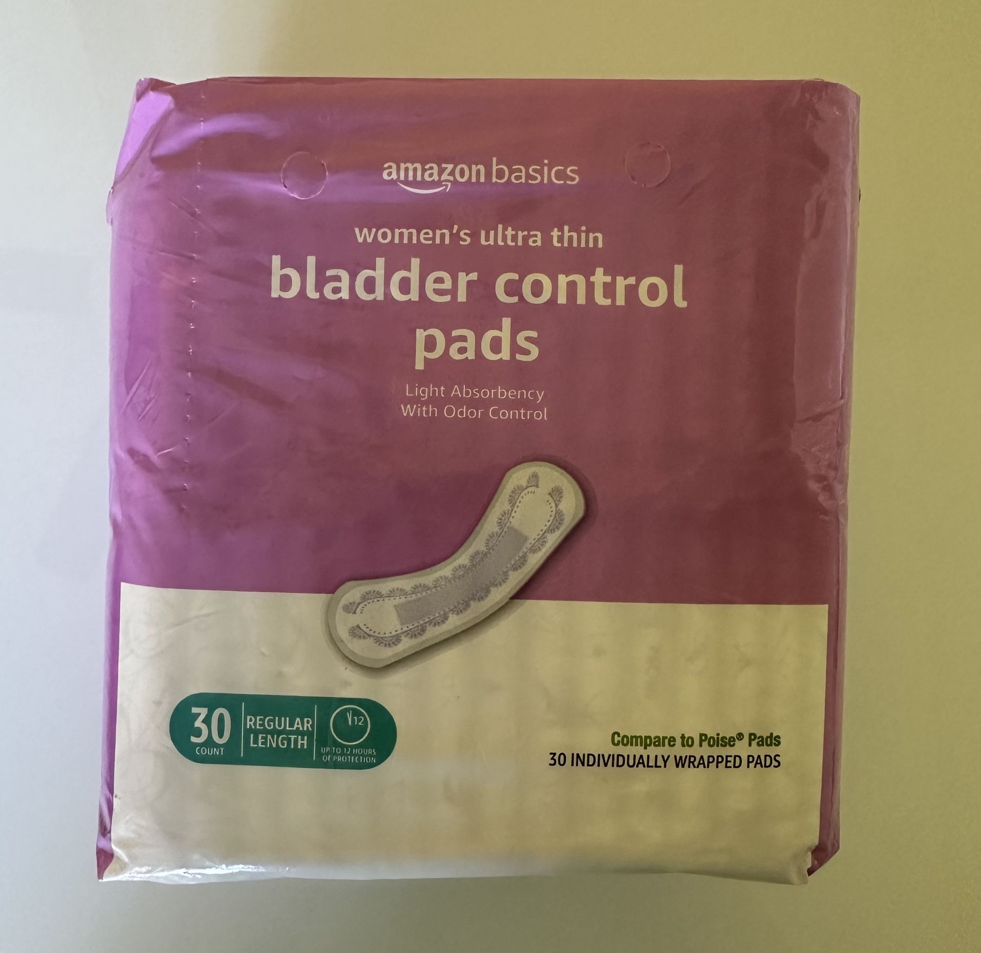 BRAND NEW Amazon Basics Bladder Control Pads, 30 Count.