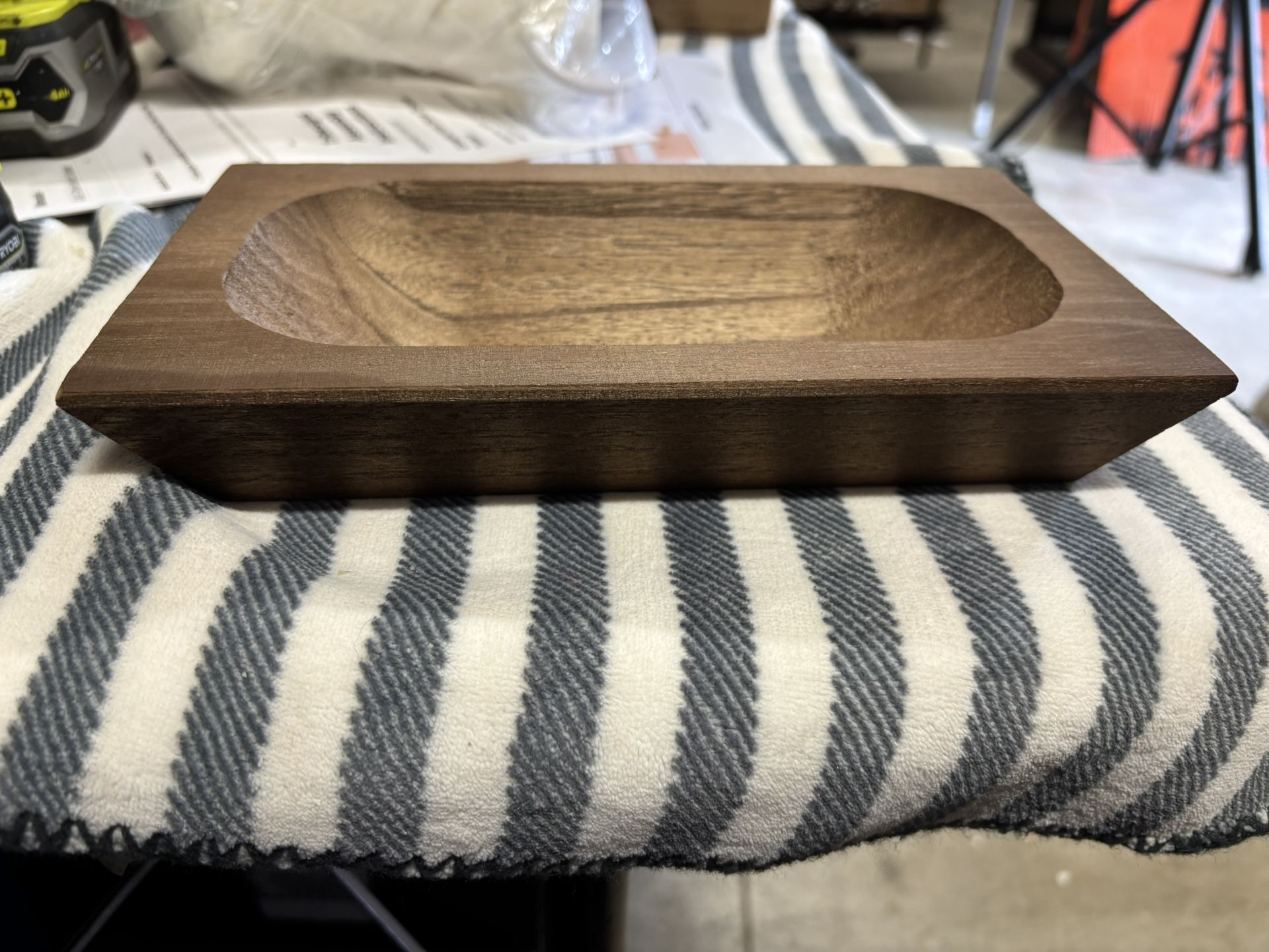 4 New Decorative Bowls - Brown Wood 9 5/8” Long 5 5/8” Wide 1 5/8” Tall