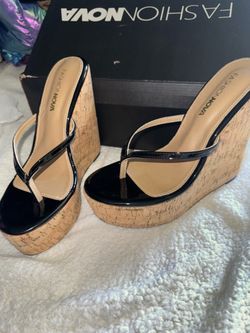 Black wedge sandals fashion nova size 8