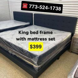 King Size Bed Frame Headboard With Mattress Set $399 Only 