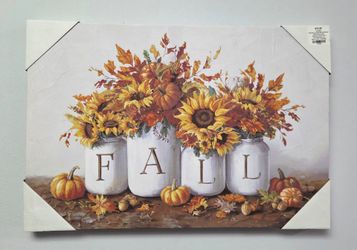 23x16 Fall wall decor, pumpkin, autumn, framed painting