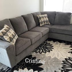 Smoke Gray 2 Piece Sofa Chaise Sectional 