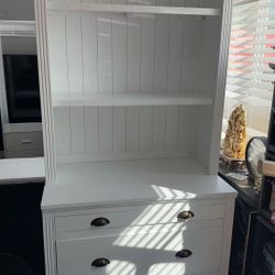 83.4 in. Tall White Wood 3-Shelf Accent Standard Bookcase with Adjustable Shelf, LED Lights, 3 Drawers