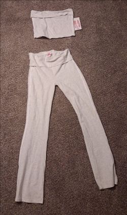Gray Tube Top and Flare Pants Set