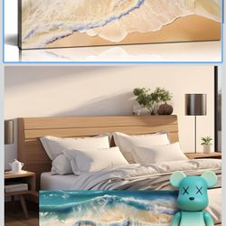 🔥Brand new🔥 Beach Wall Art for Living Room, Ocean Waves Canvas Wall-Decor for Bedroom, Landscape Picture Prints for Hallway Office, Size 40 x 20 Inc