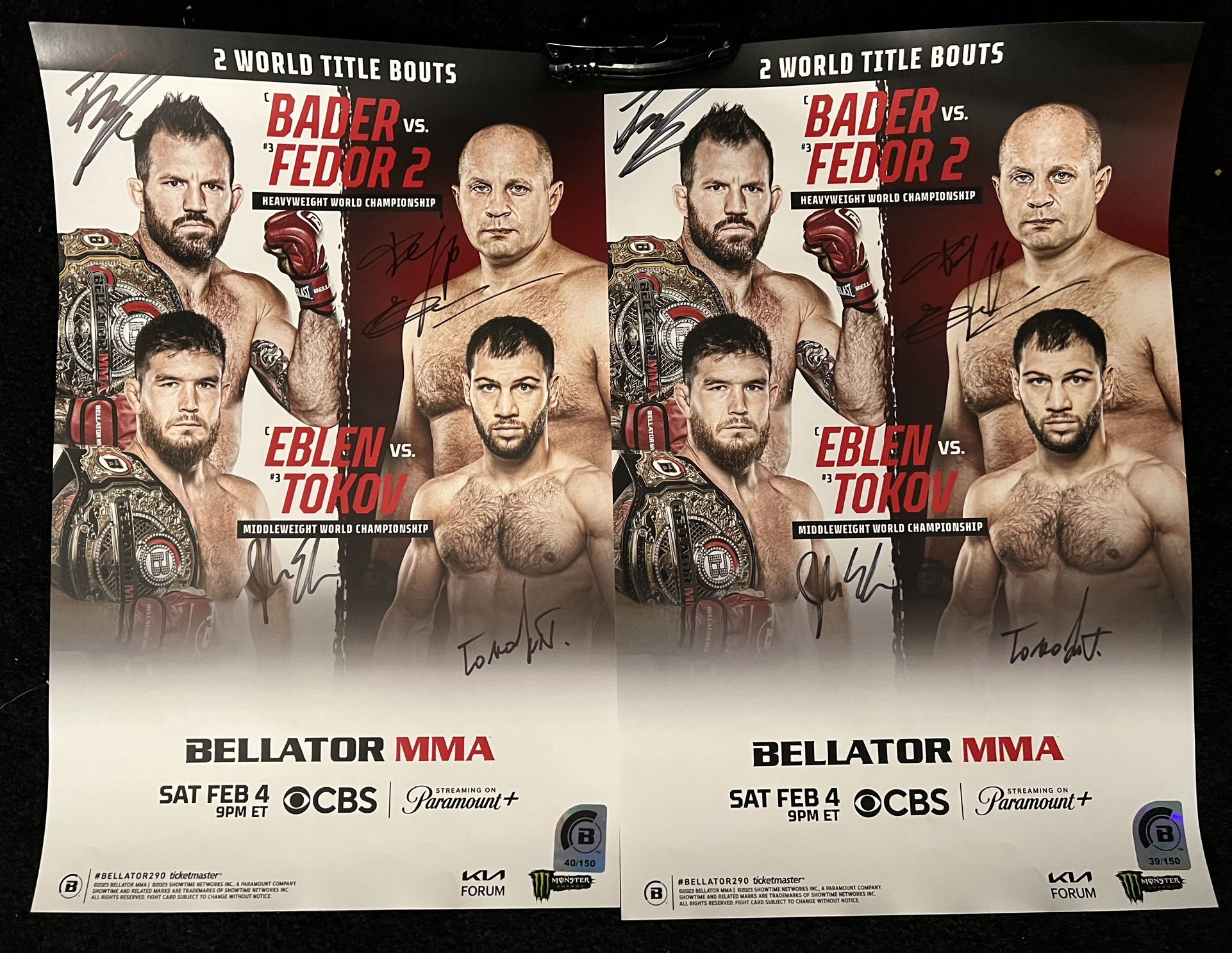 Limited Edition Bellator 290 Signed Event Poster Fedor vs. Bader