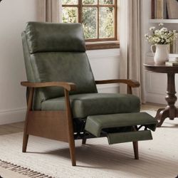 Green genuine leather recliner