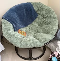 Pier 1 Papasan Chair 45” w/ Sage Green Cushion – Complete Set