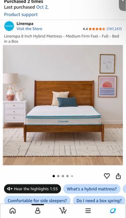Linenspa 8 Inch Hybrid Mattress - Medium Firm Feel - Full