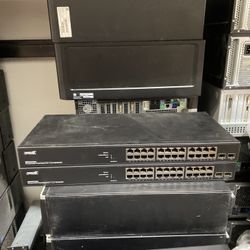 Lot Of 2 TRANSITION NETWORKS SM24TAT2SA-VT 24 PORT POE MANAGED SWITCH