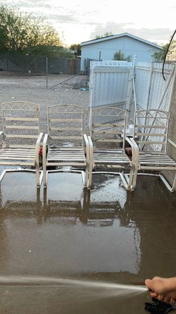 White Metal Patio Chairs Set of 4
