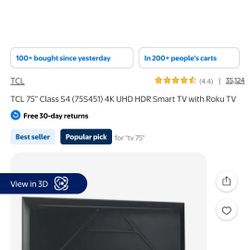 75 Inch Tcl TV