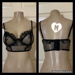 *Black Fishnet See-Theough Bralette •M