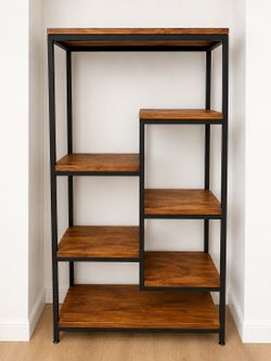 Beautiful wooden open shelf storage