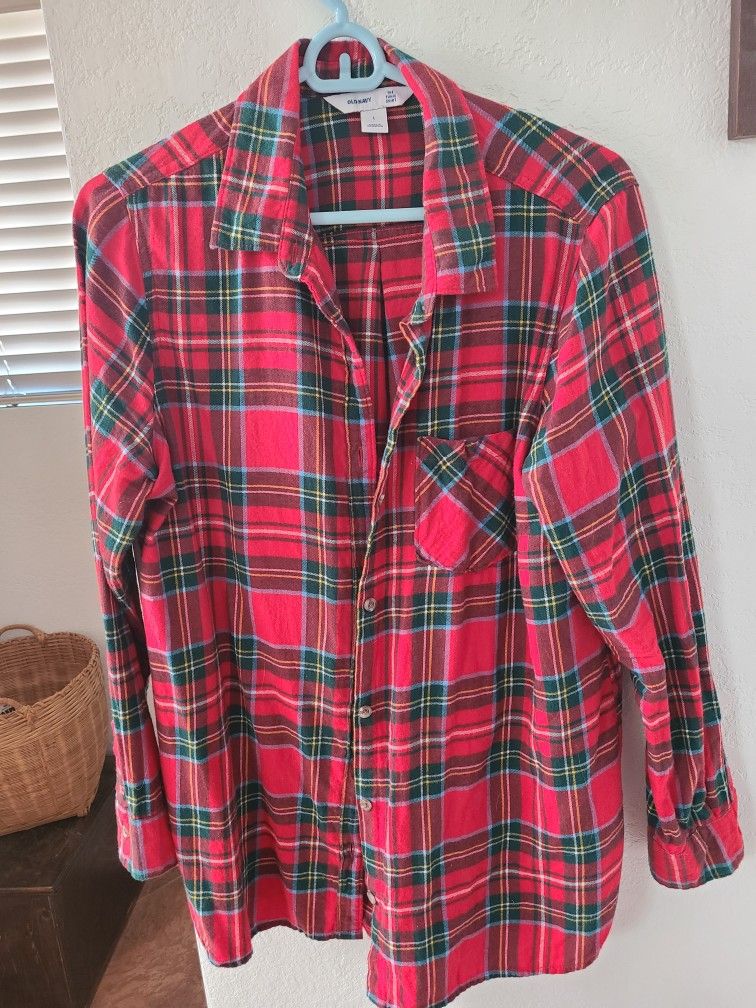 Old Navy Sz Large Flannel Tunic Shirt