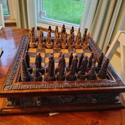 Vintage Mayan or Aztec Themed Chess Set