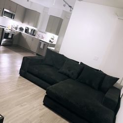 Charcoal Grey Upholstered Couch With Love Seat