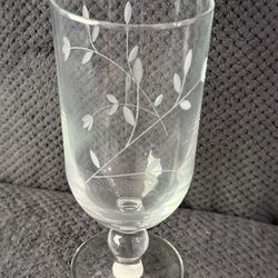 Princess House Etched Crystal Goblets Water Iced Tea Glasses Vine Pattern Set of 4