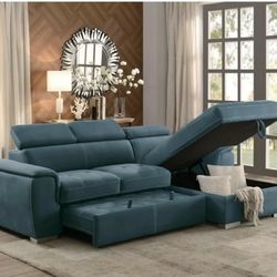 Ferriday Blue Storage Sleeper Sectional
(Sofa & couch, living room)