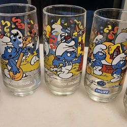 Vintage Smurfs Promo Glass Cups
