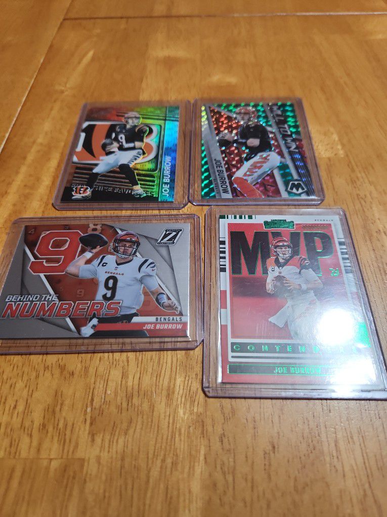 Joe Burrow Franchise Favorites, Will To Win Green Prizm, Mvp Green Parallel, Behind The Numbers 